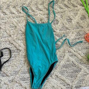 JOLYN One Piece Tie-Back Swimsuit - Aqua Blue
